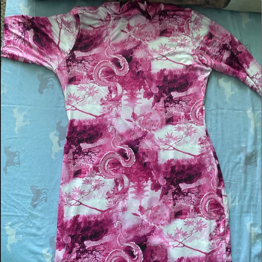 Pink high neck dress